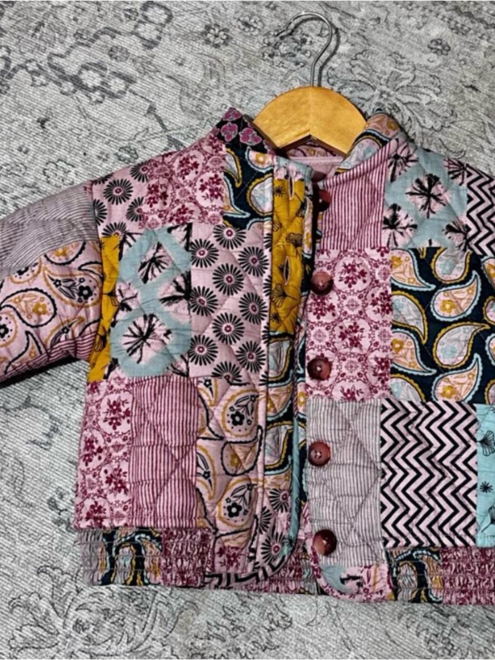 Zara Girls Patchwork Jacket in Pink, Yellow, Blue and Black
